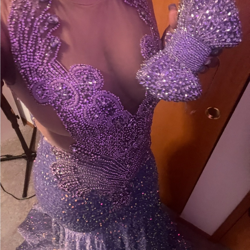 Purple Beaded Prom Dress